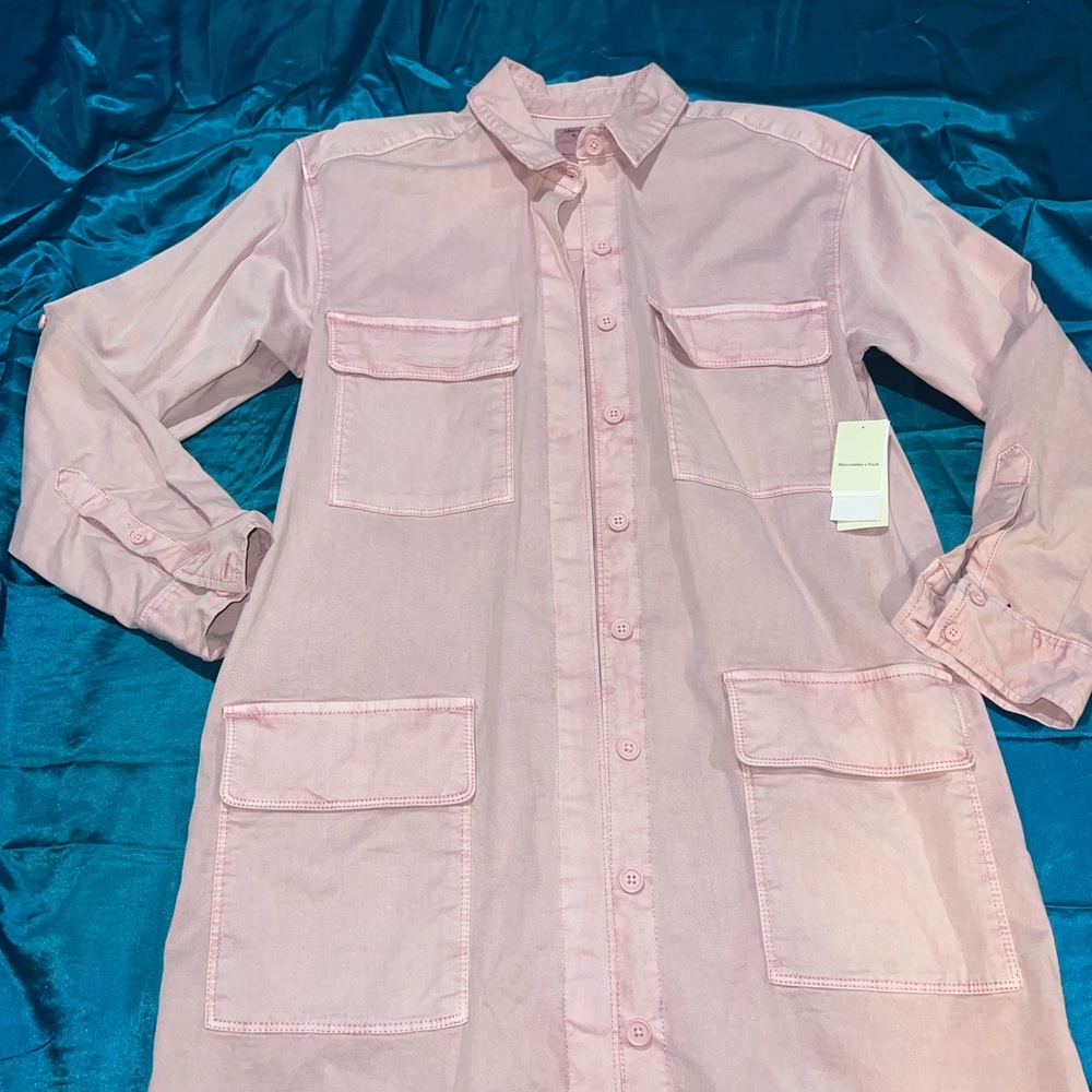 Pink Button-Up Shirt Dress